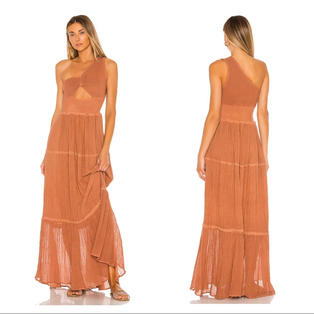 Free People Jen's Pirate Booty Iberian Maxi Dress in Rust